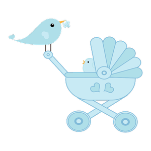 graphic of a bird sitting on a stroller