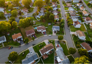 Residential neighborhood aerial image