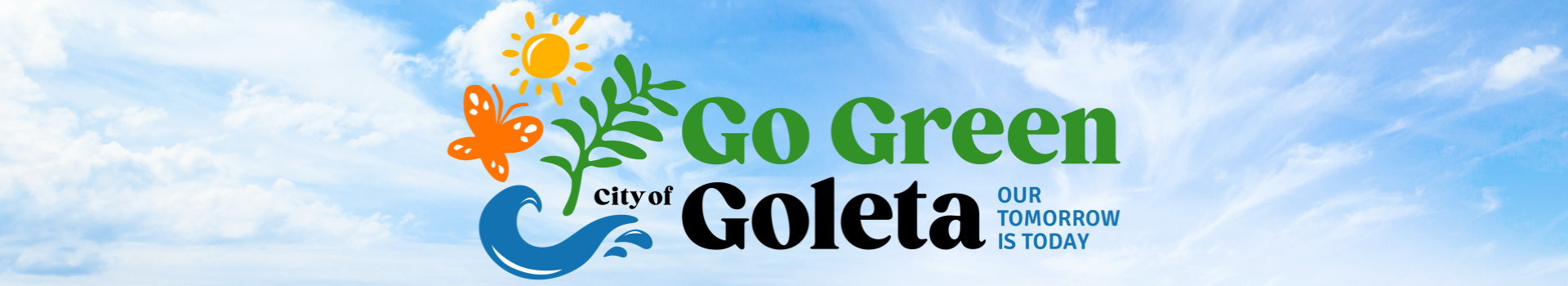 Go Green Goleta logo on clouds