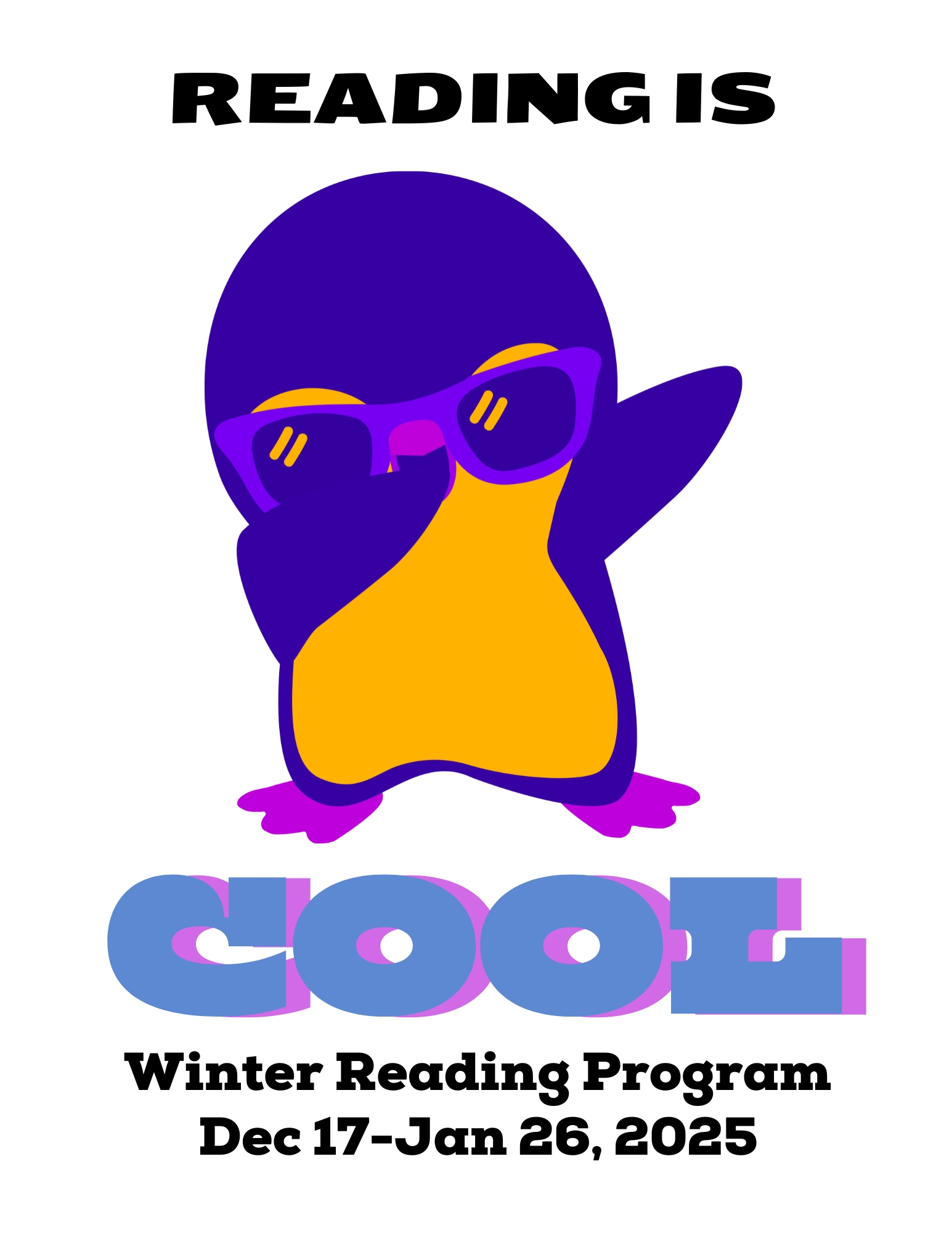 Reading is Cool. Winter Reading Program Dec. 17-Jan. 26, 2025