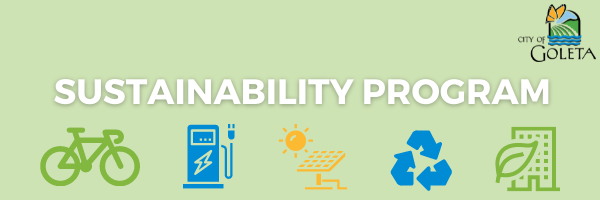 Sustainability Program - Image of Bike, EV Charger, Solar, Recycle Symbol, Green Building